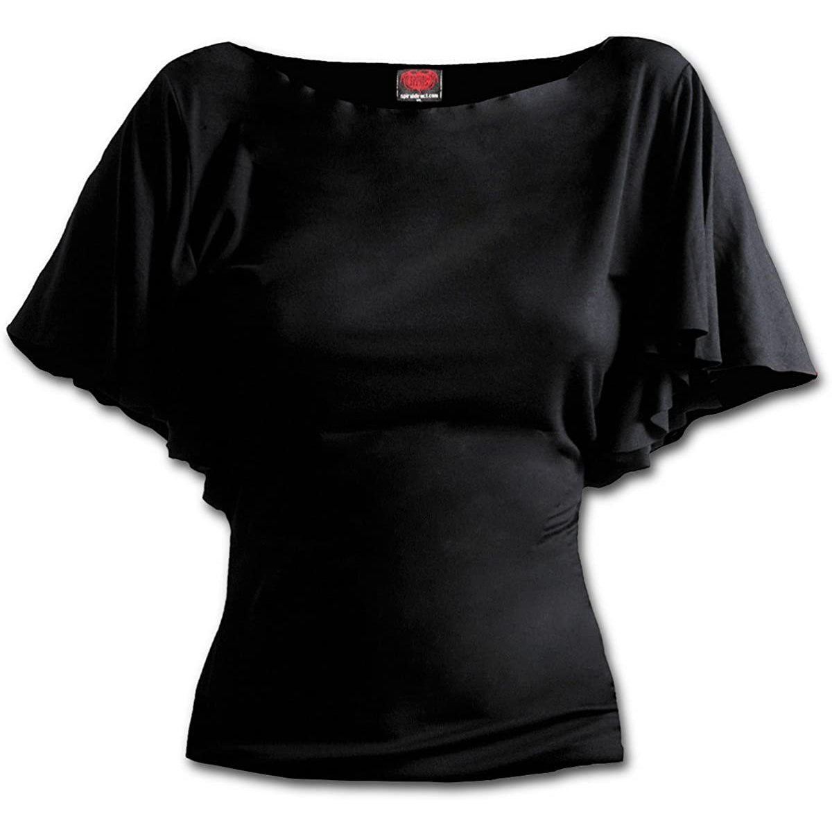 Gothic Elegance Boat Neck Bat Sleeve Womens Top-Womens Tops-Scarlett Dawn