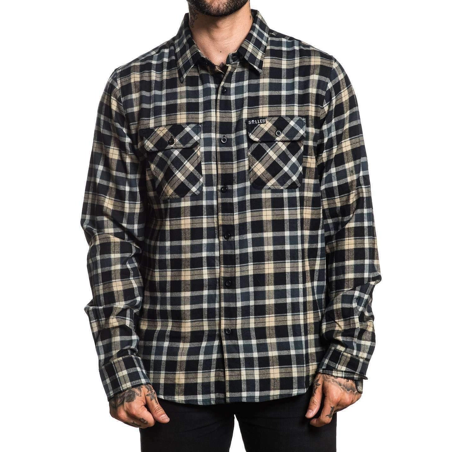 Grime Button Up Long Sleeve Shirt-Mens Jumpers, Hoodies & Long Sleeves-Scarlett Dawn