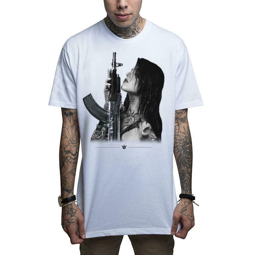 Gun Play White Mens T-Shirt-Mens T-Shirts & Tanks-Scarlett Dawn