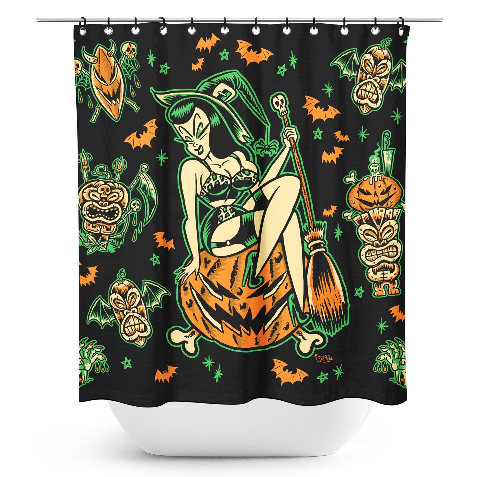 Hallow Tiki Shower Curtain-Shower Curtains-Scarlett Dawn