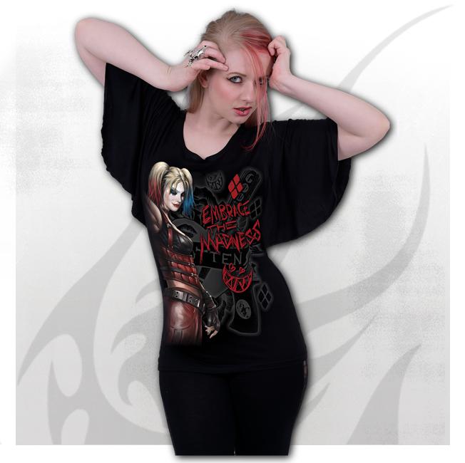 Harley Quinn Embrace Madness Boat Neck Bat Sleeve Womens Top-Womens Tops-Scarlett Dawn