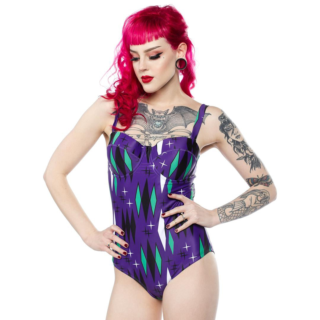 Haunted Diamonds One Piece Womens Swimsuit-Womens Swimwear-Scarlett Dawn