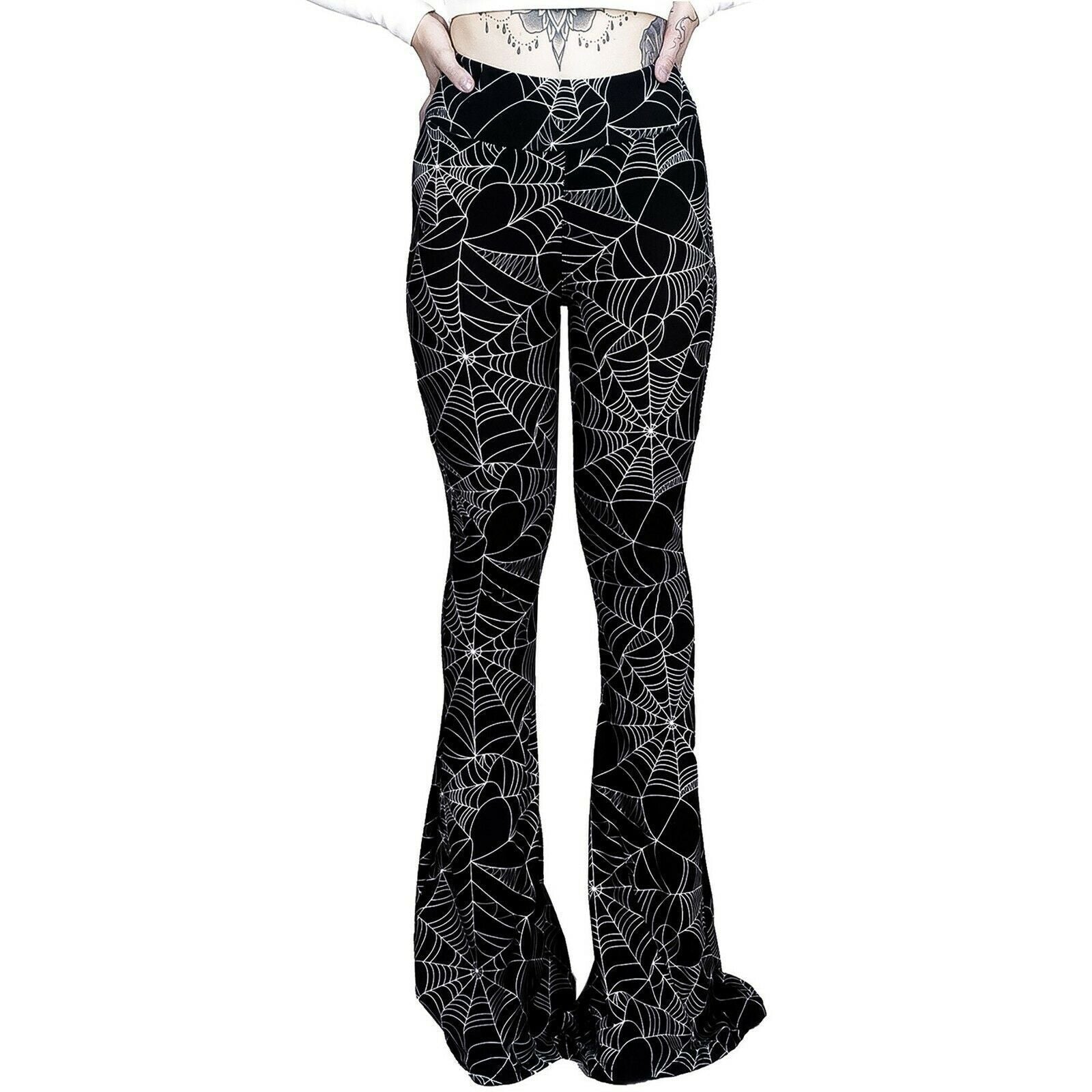 Hellz Bellz Caught In My Web Bell Bottom Flares-Womens Leggings & Pants-Scarlett Dawn
