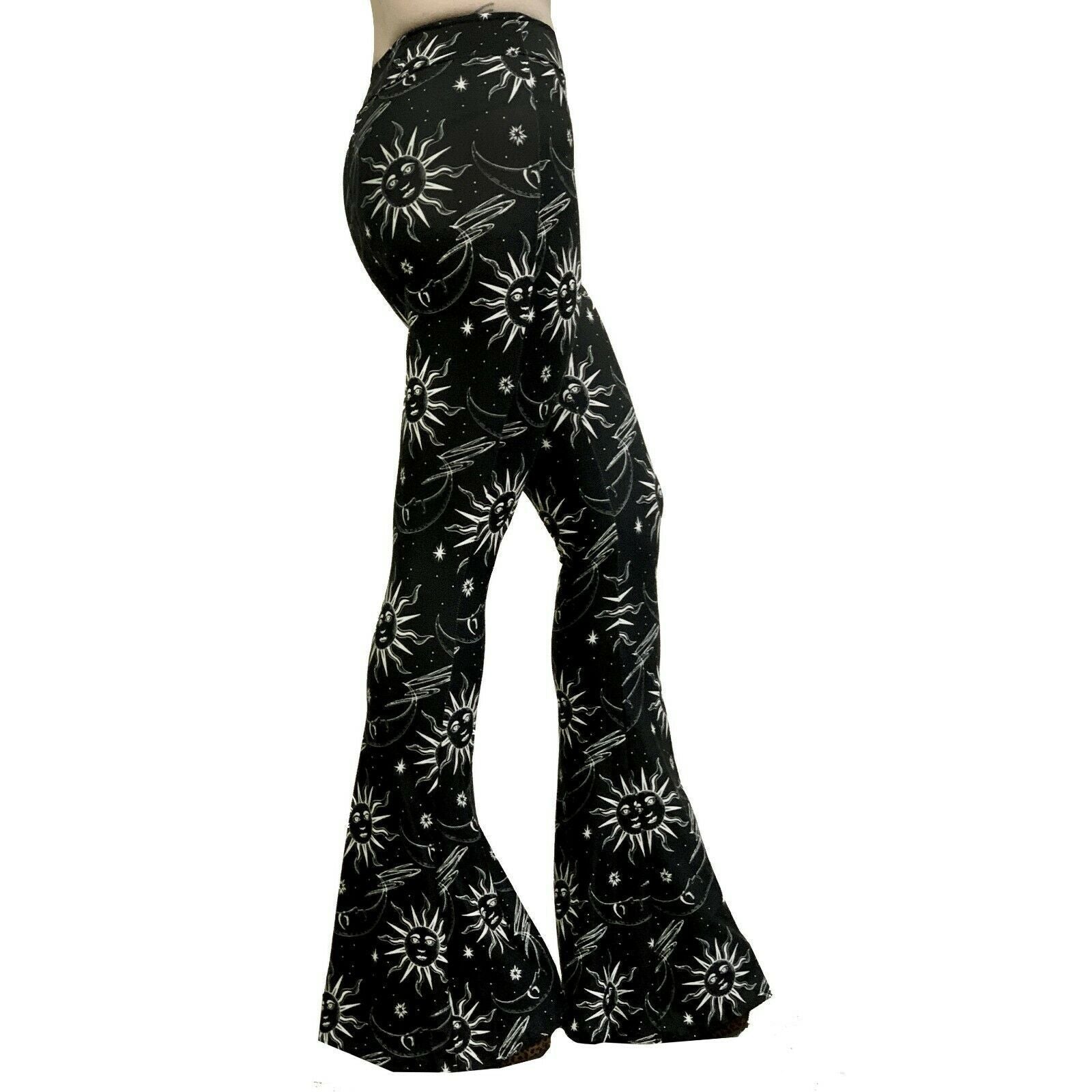Hellz Bellz Celestial Sun And Moon Bell Bottom Flares-Womens Leggings & Pants-Scarlett Dawn