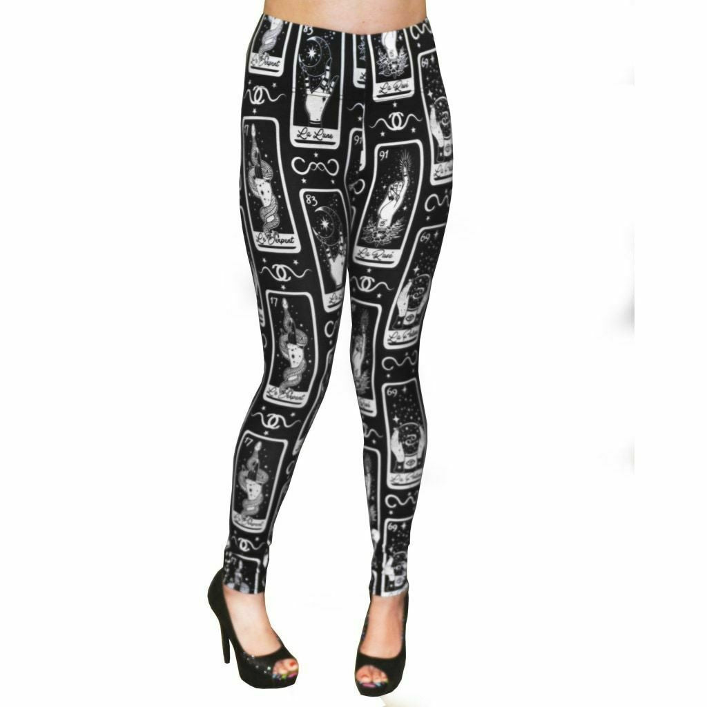 La Fortune Tarot Card High Waist Womens Leggings-Womens Leggings & Pants-Scarlett Dawn