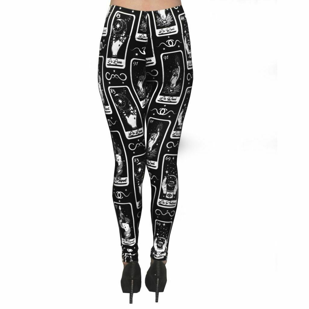 La Fortune Tarot Card High Waist Womens Leggings-Womens Leggings & Pants-Scarlett Dawn