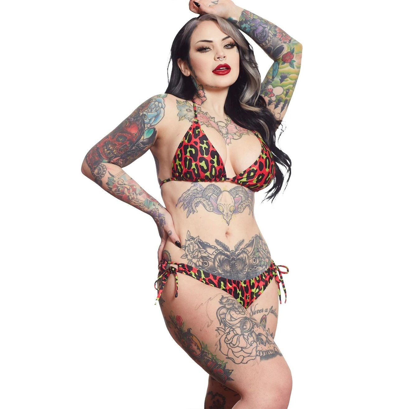 Leopard Hot Pink Womens String Bikini-Womens Swimwear-Scarlett Dawn