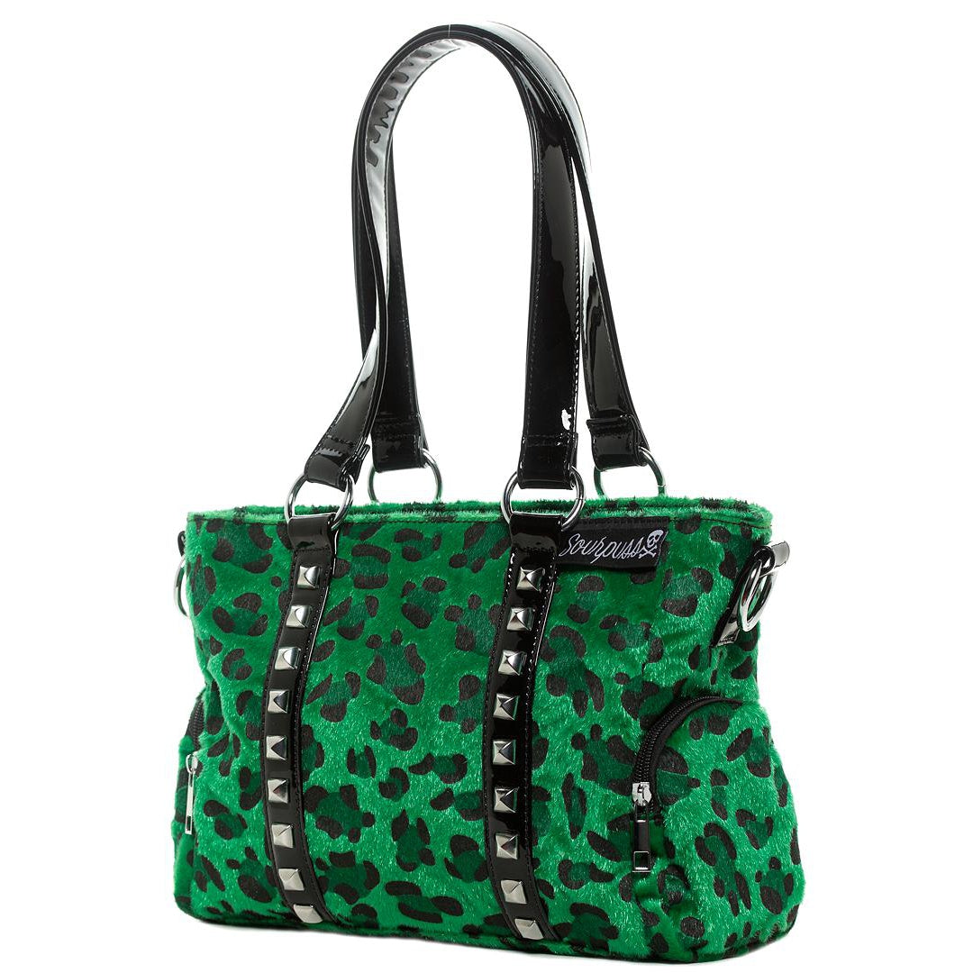 Leopard Mini Stud Purse Green-Womens Handbags, Purses & Wallets-Scarlett Dawn