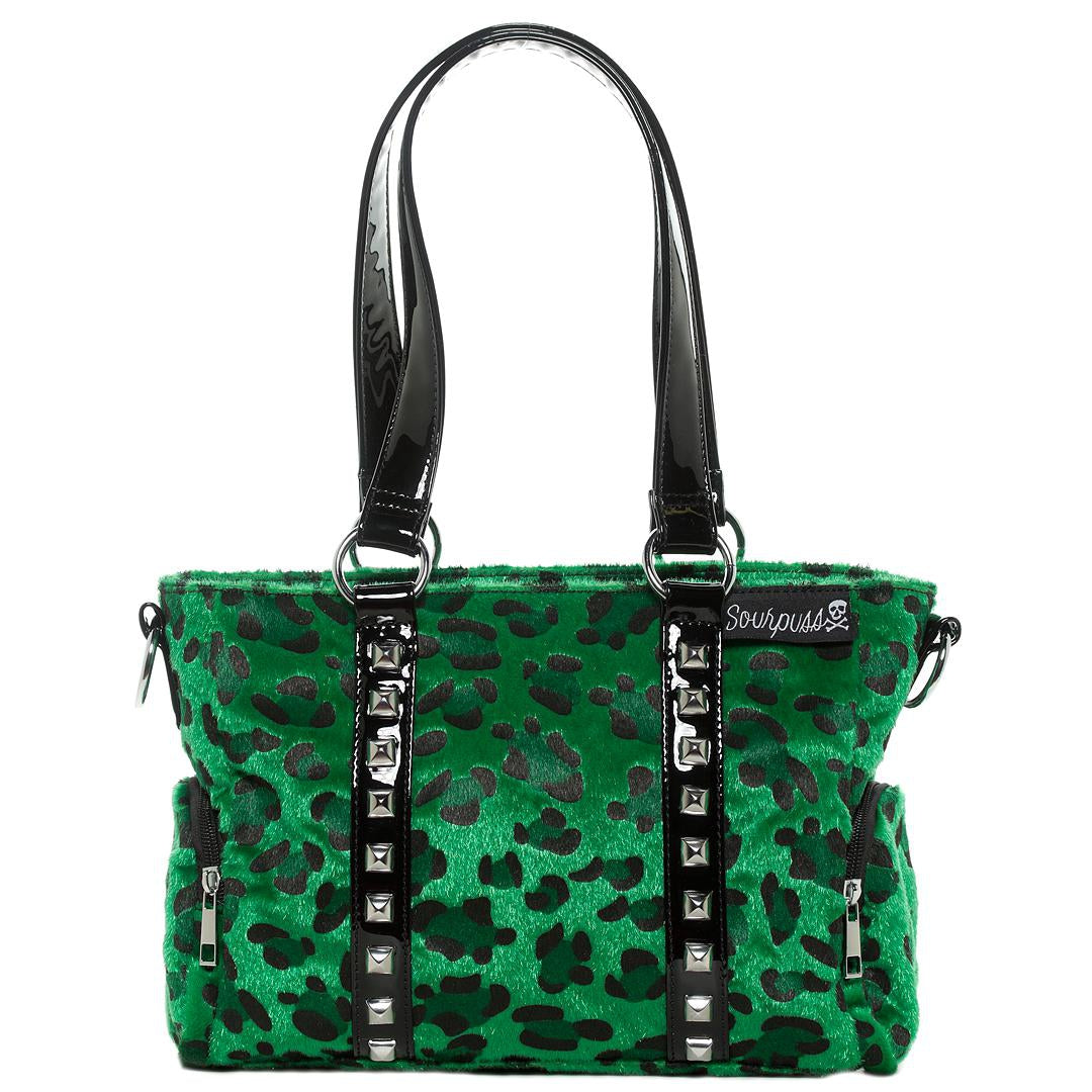 Leopard Mini Stud Purse Green-Womens Handbags, Purses & Wallets-Scarlett Dawn