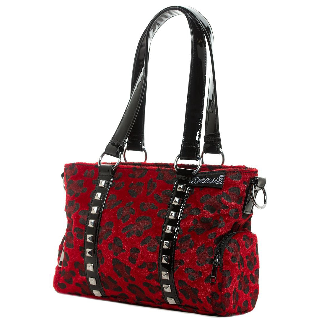 Leopard Mini Stud Purse Red-Womens Handbags, Purses & Wallets-Scarlett Dawn