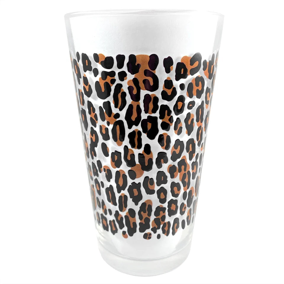 Leopard Pint Glass-Cups & Mugs-Scarlett Dawn