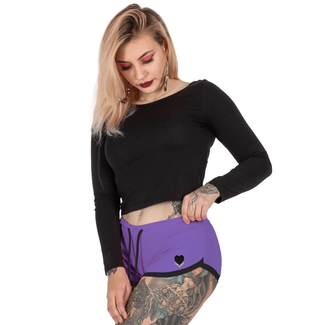 Love Creepy Bitches Purple Dolphin Hot Shorts-Womens Shorts &amp; Skirts-Scarlett Dawn
