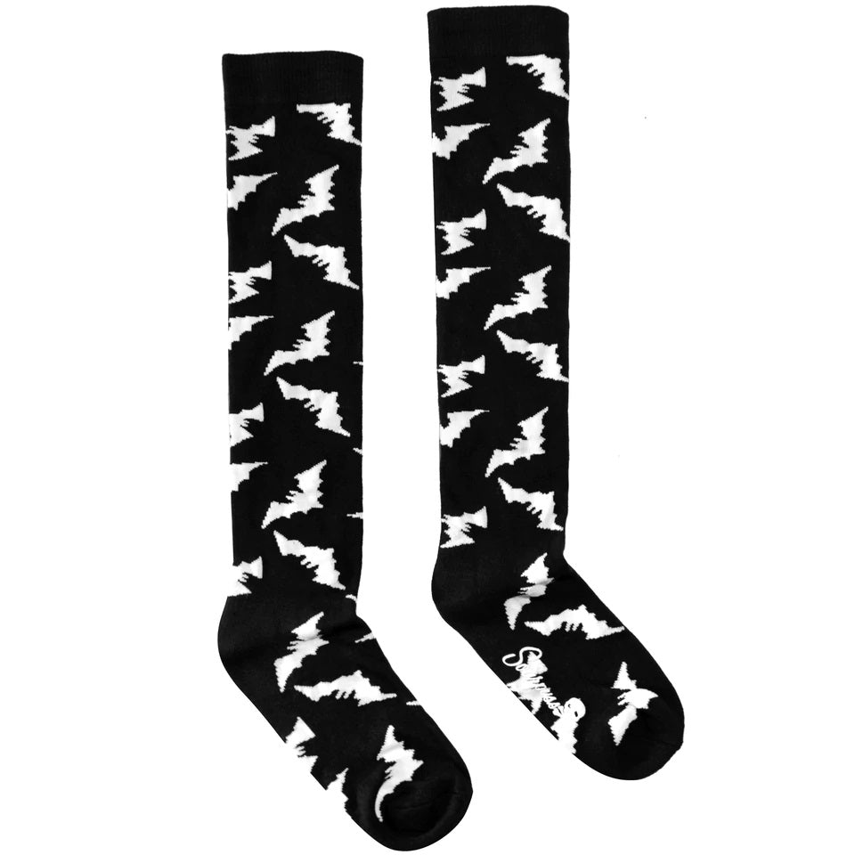 Luna Bats Knee High Socks-Womens Socks-Scarlett Dawn