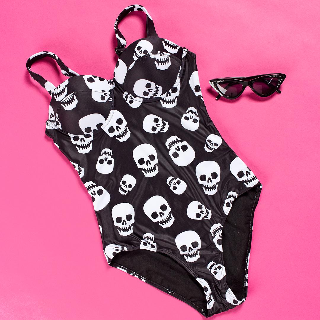 Lust For Skulls Womens One Piece Swimsuit-Womens Swimwear-Scarlett Dawn