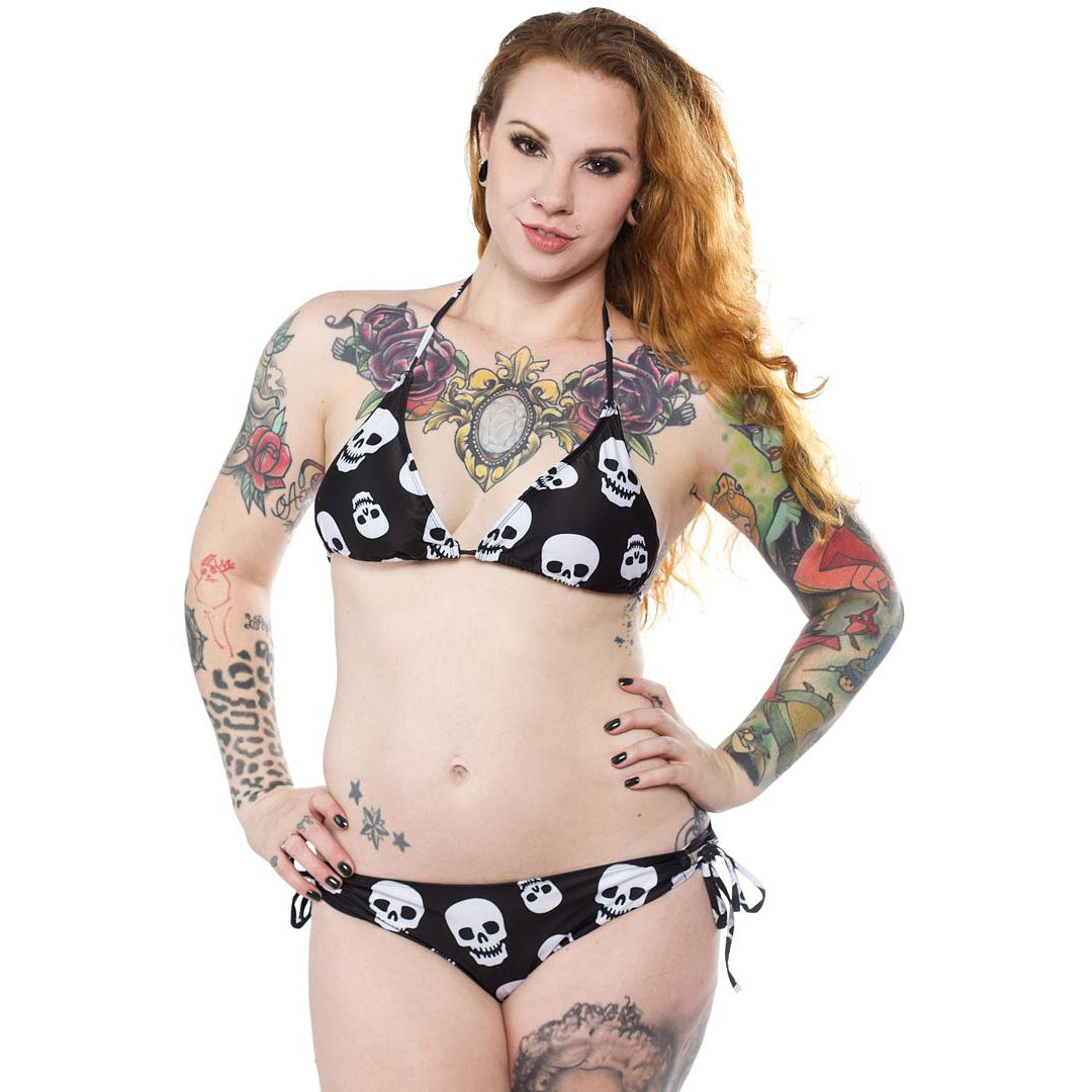 Lust For Skulls Womens String Bikini-Womens Swimwear-Scarlett Dawn
