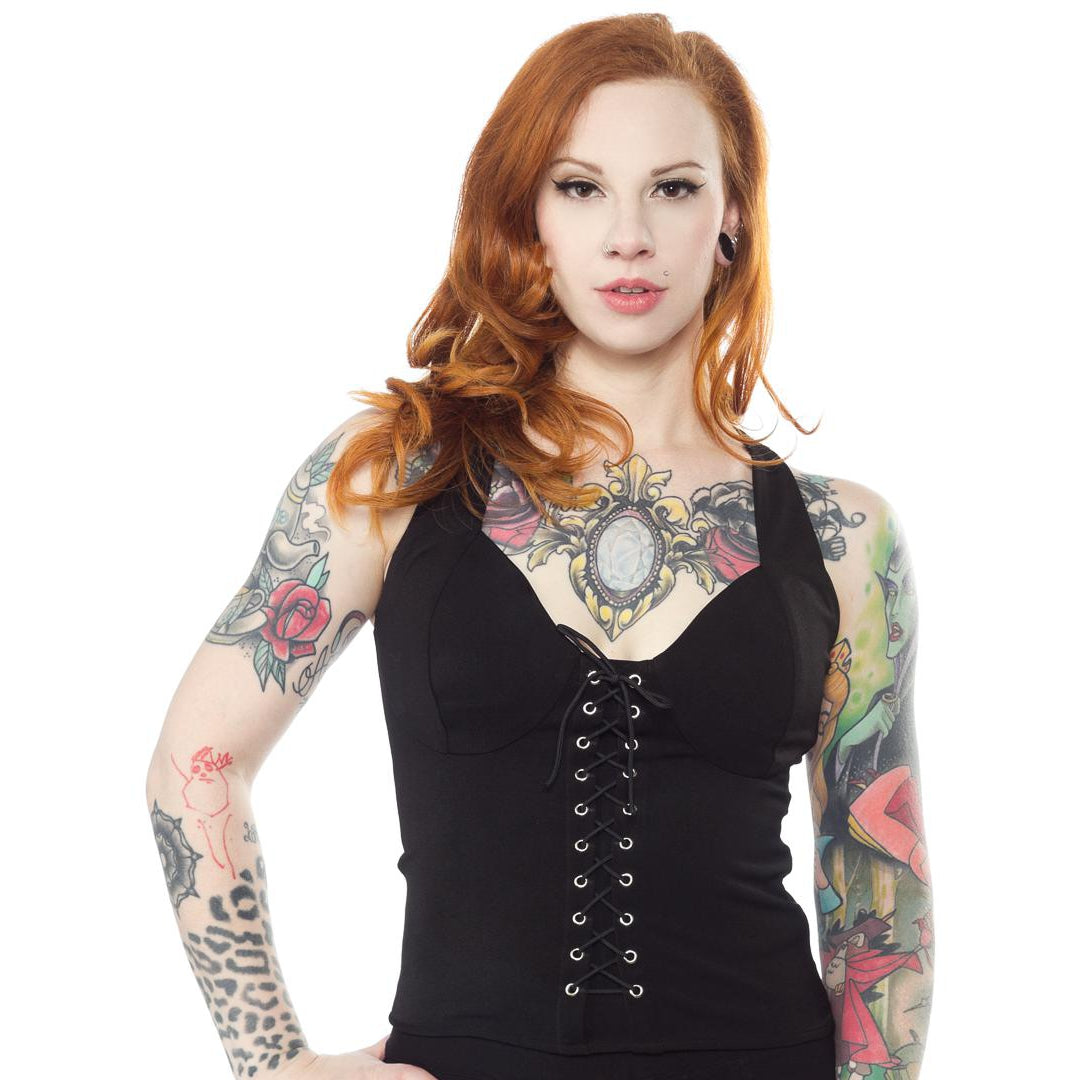 Magnolia Black Top-Womens Tops-Scarlett Dawn