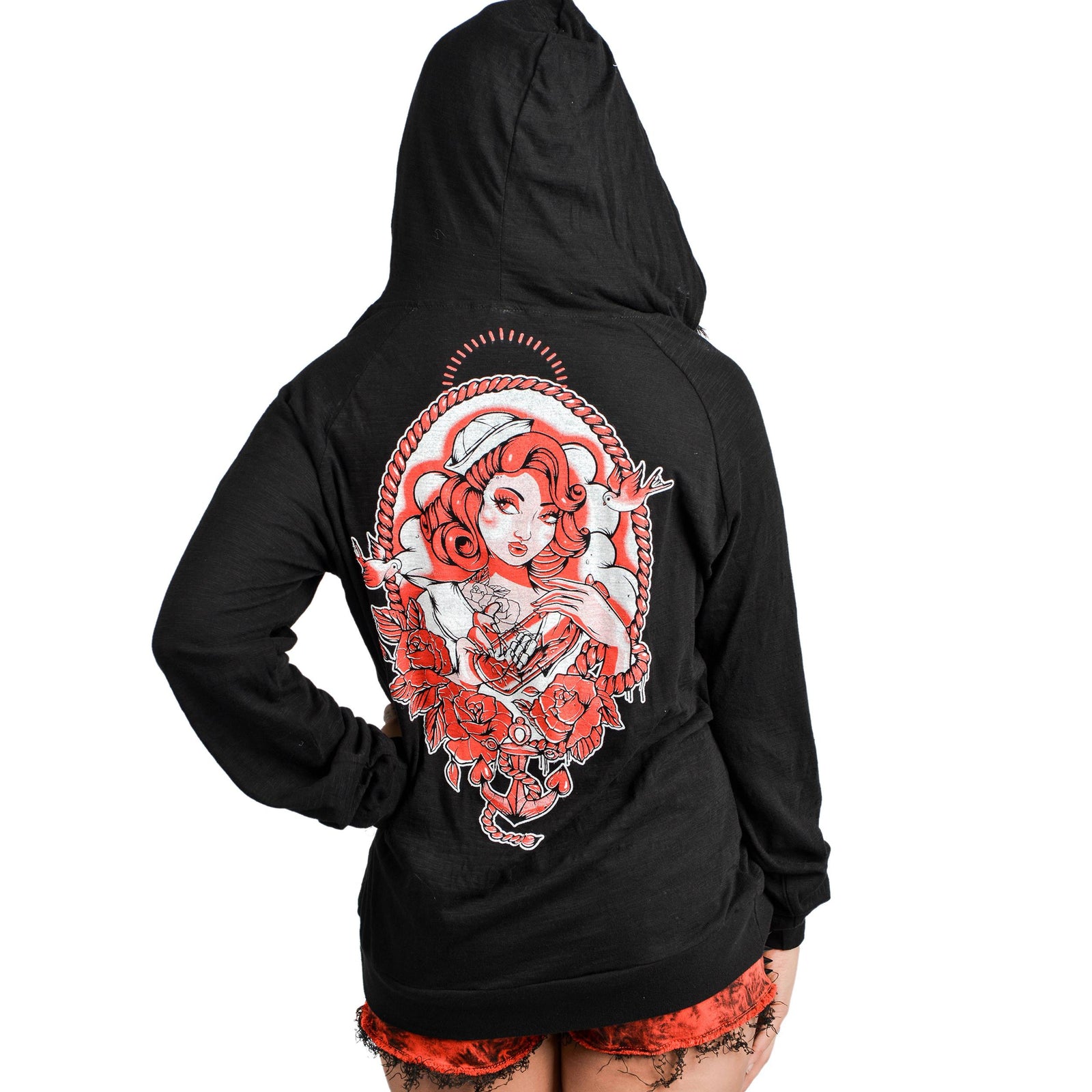 Making Waves Zipped Long Sleeve Shirt Hoodie-Womens Jumpers & Hoodies-Scarlett Dawn