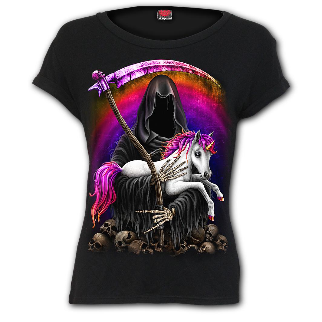 Metallicorn 2 Dark Rainbow Cap Sleeve Womens Top-Womens Tops-Scarlett Dawn