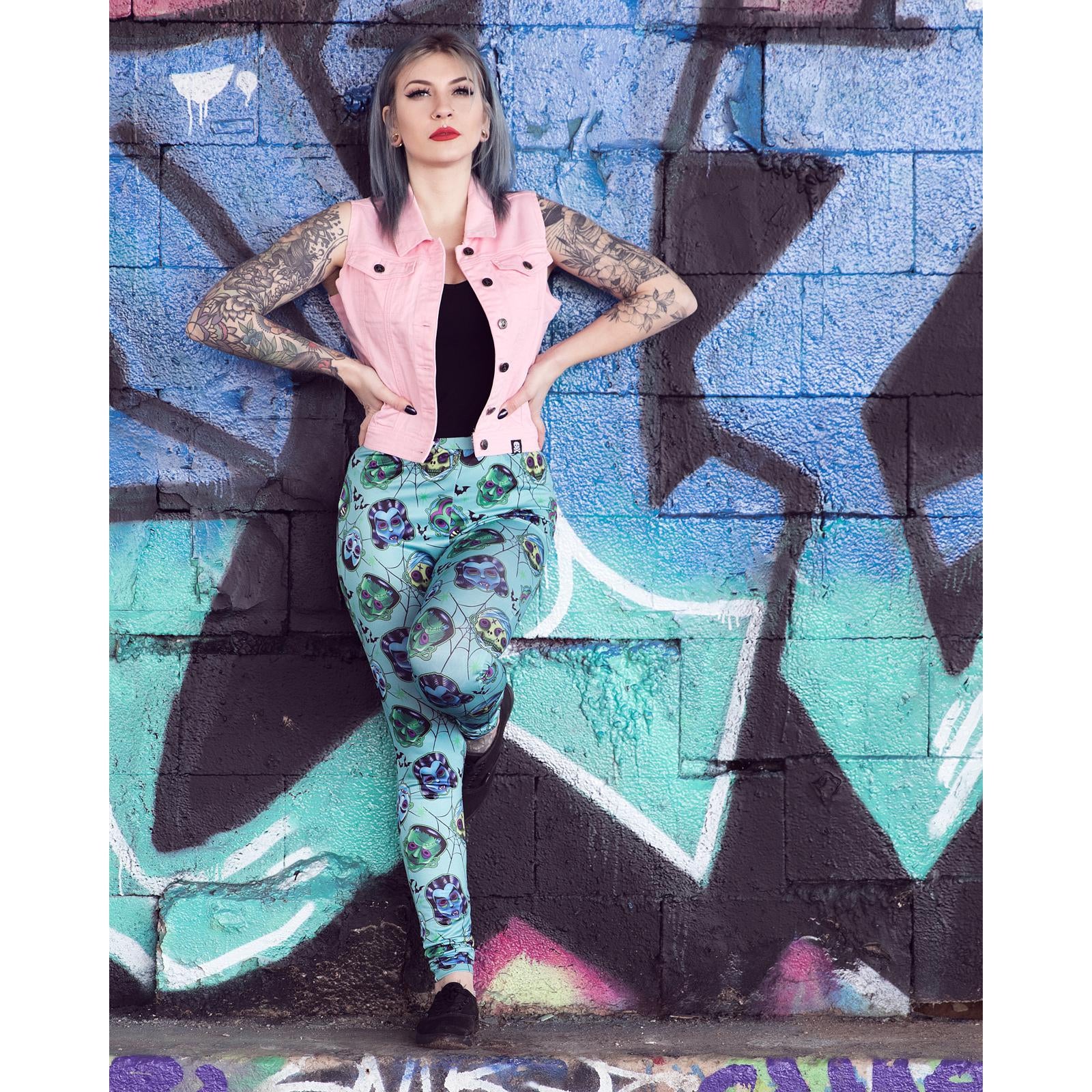 Monster Masks Womens Leggings-Womens Leggings & Pants-Scarlett Dawn