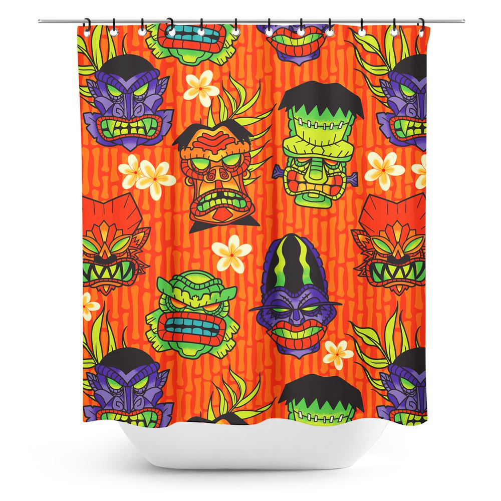 Monsters Tiki Shower Curtain-Shower Curtains-Scarlett Dawn