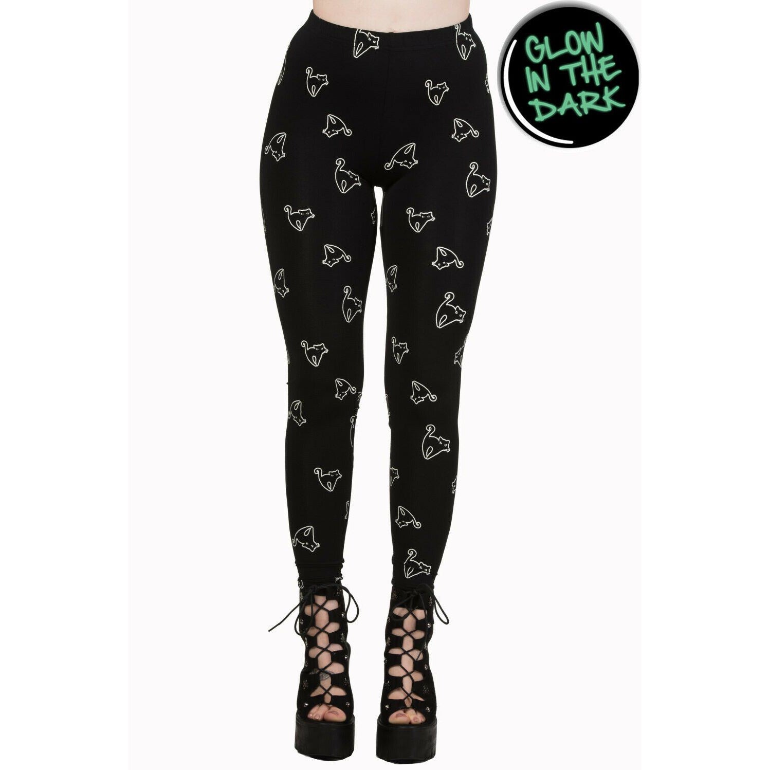 Nine Lives Glow In The Dark Leggings-Womens Leggings & Pants-Scarlett Dawn