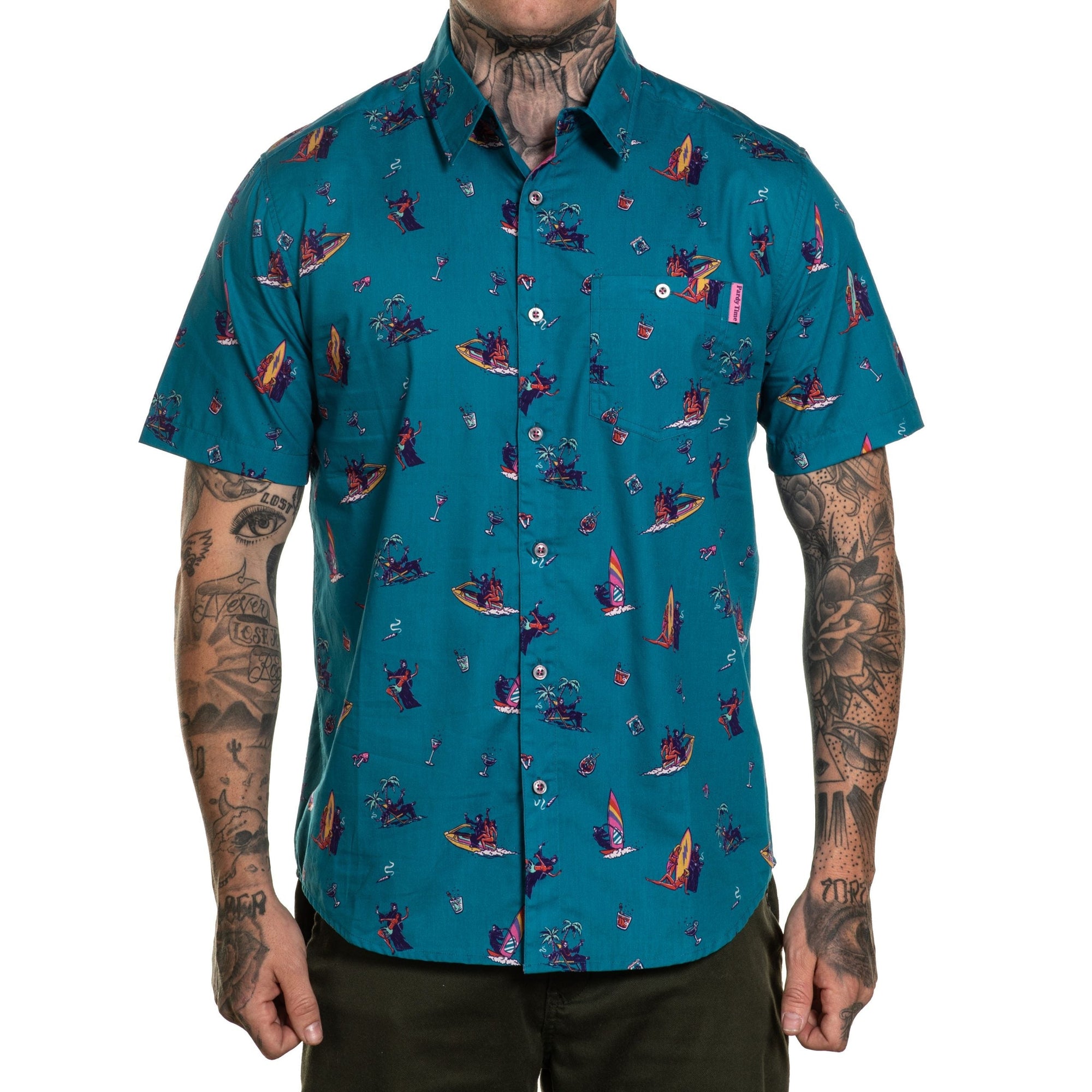 Pardy Reapers Button Up Shirt-Mens Casual Shirts-Scarlett Dawn