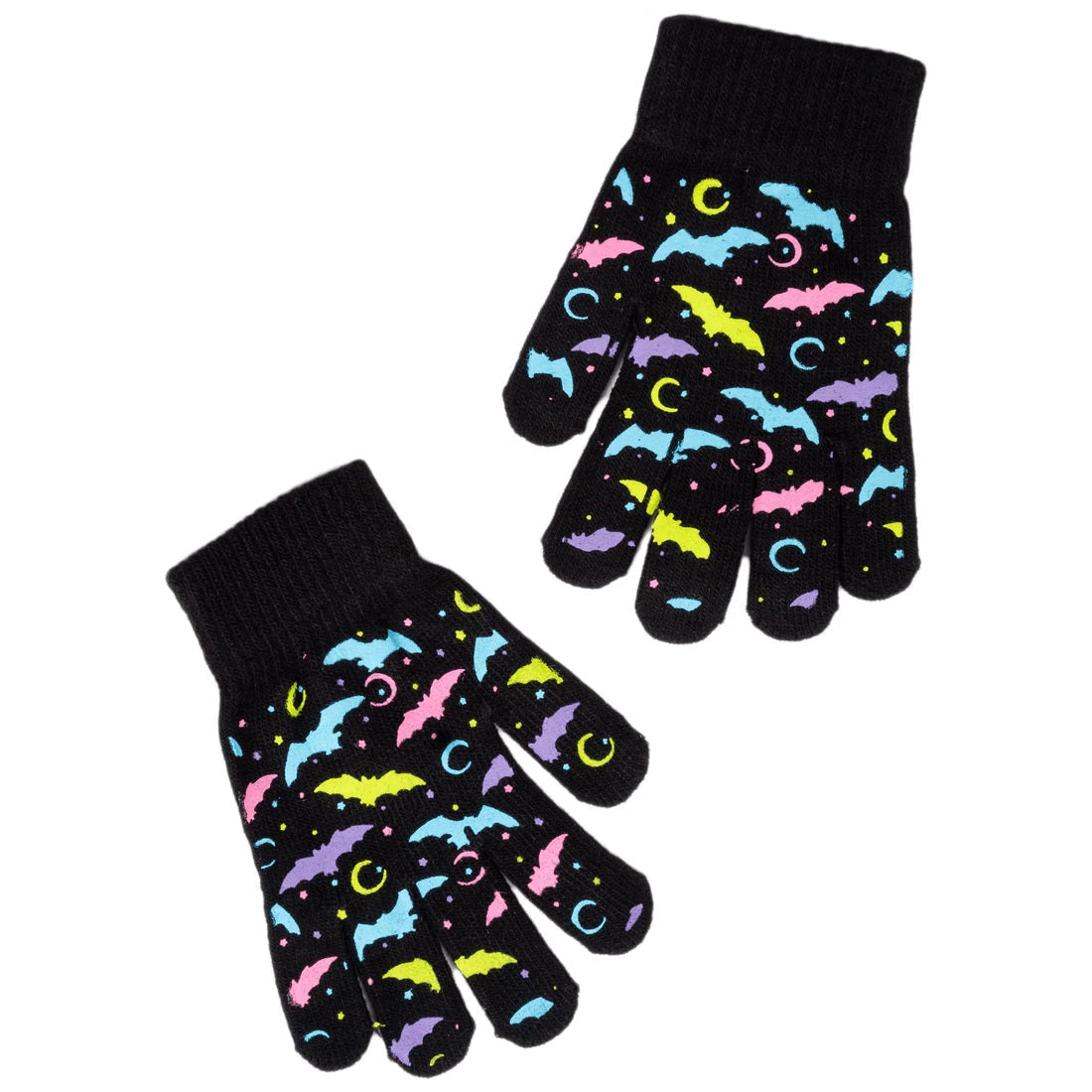 Pastel Goth Bats Winter Knit Gloves-Knit Gloves-Scarlett Dawn