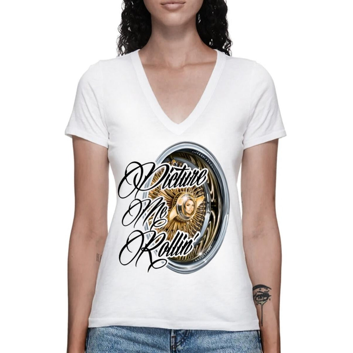 Picture Me Rollin' White V-Neck Womens Top-Womens Tops-Scarlett Dawn