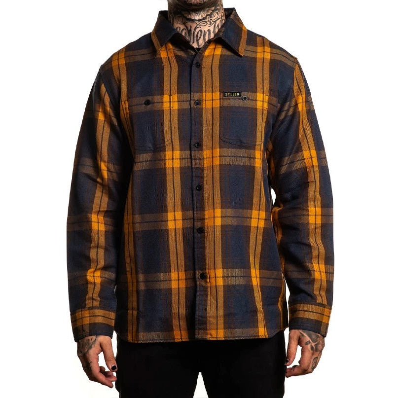 Pilsner Flannel Button Up Long Sleeve Shirt-Mens Jumpers, Hoodies & Long Sleeves-Scarlett Dawn