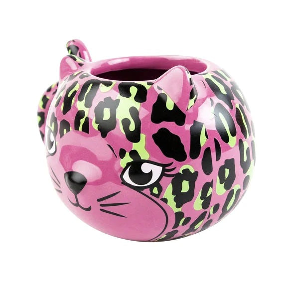 Pink Leopard Cat Mug-Cups & Mugs-Scarlett Dawn