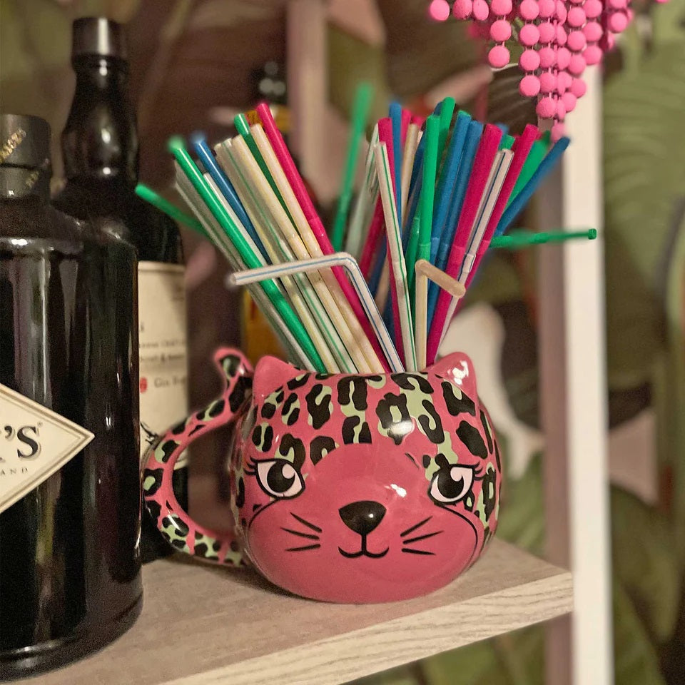 Pink Leopard Cat Mug-Cups &amp; Mugs-Scarlett Dawn