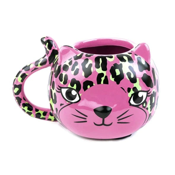 Pink Leopard Cat Mug-Cups & Mugs-Scarlett Dawn
