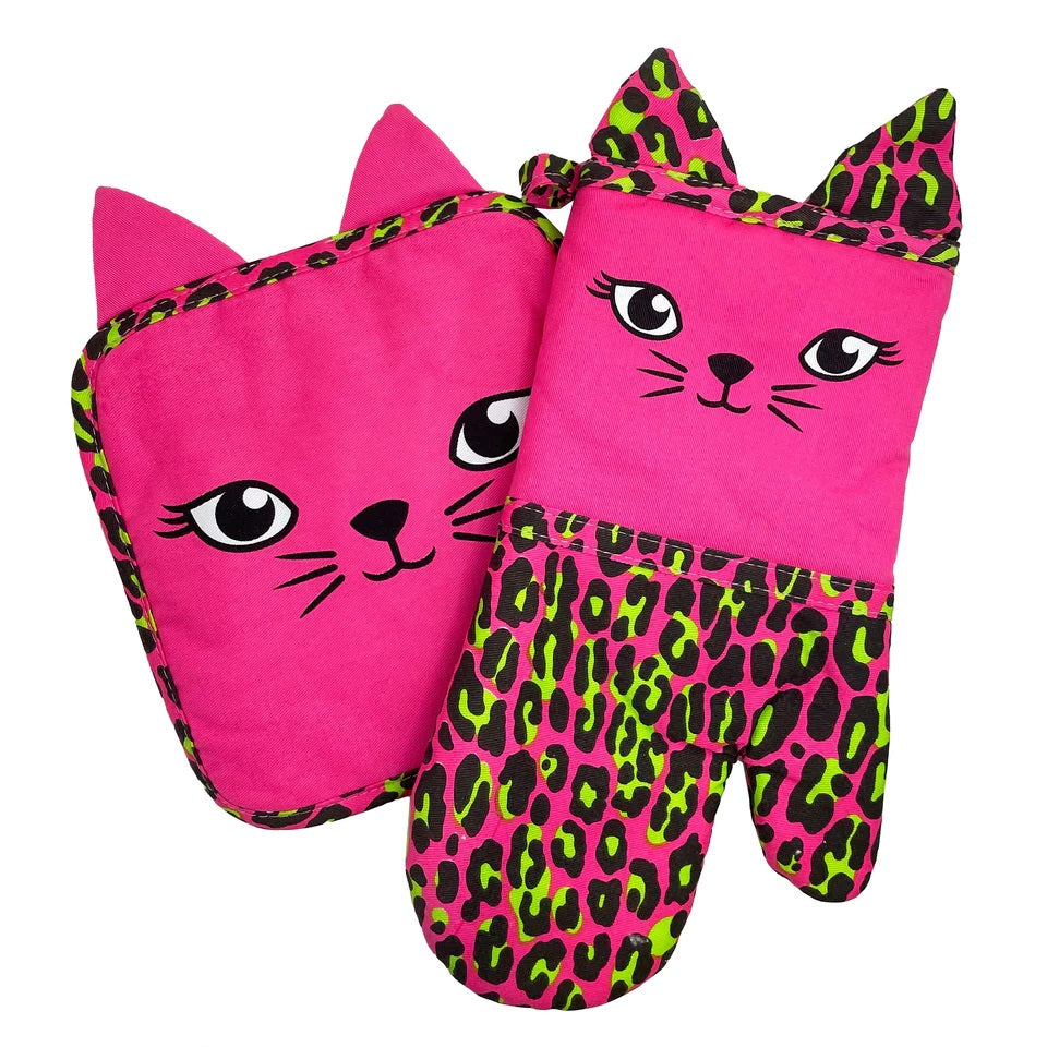 Pink Leopard Kitchen Set-Oven Mitts-Scarlett Dawn