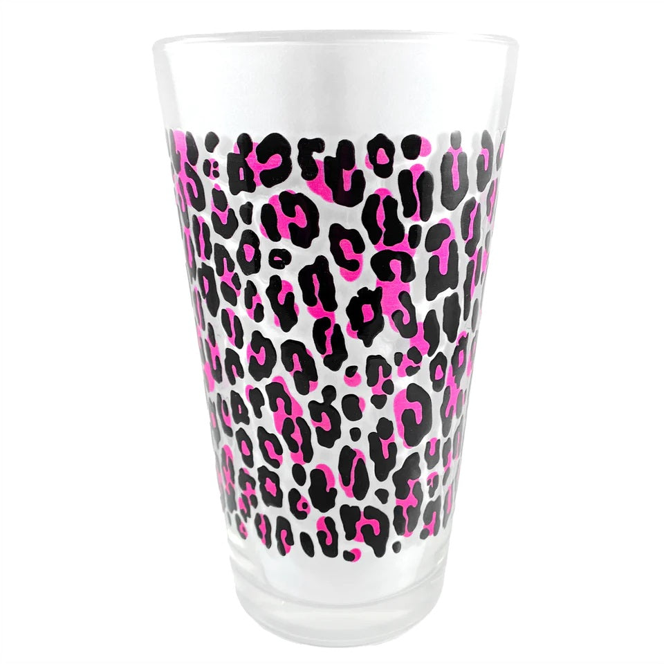Pink Leopard Pint Glass-Cups & Mugs-Scarlett Dawn