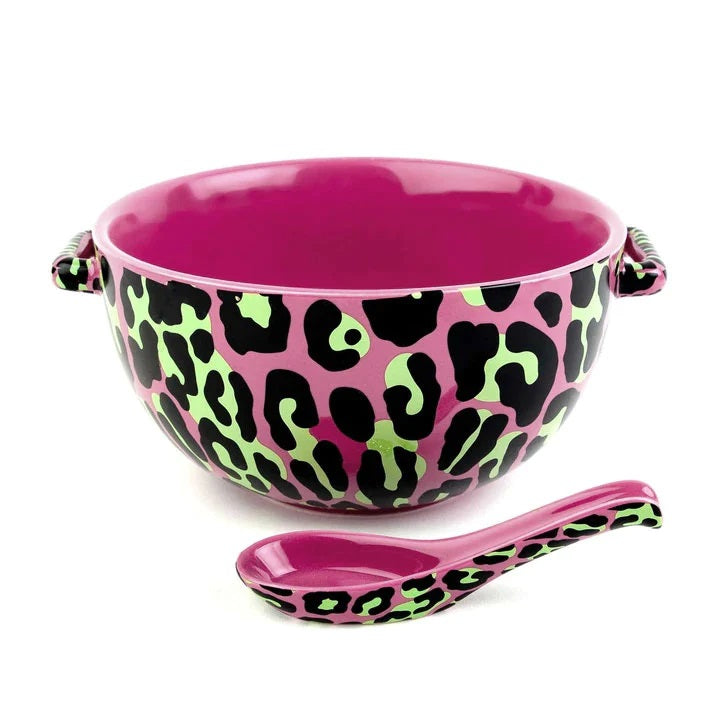 Pink Leopard Ramen Bowl-Plates &amp; Dishes-Scarlett Dawn