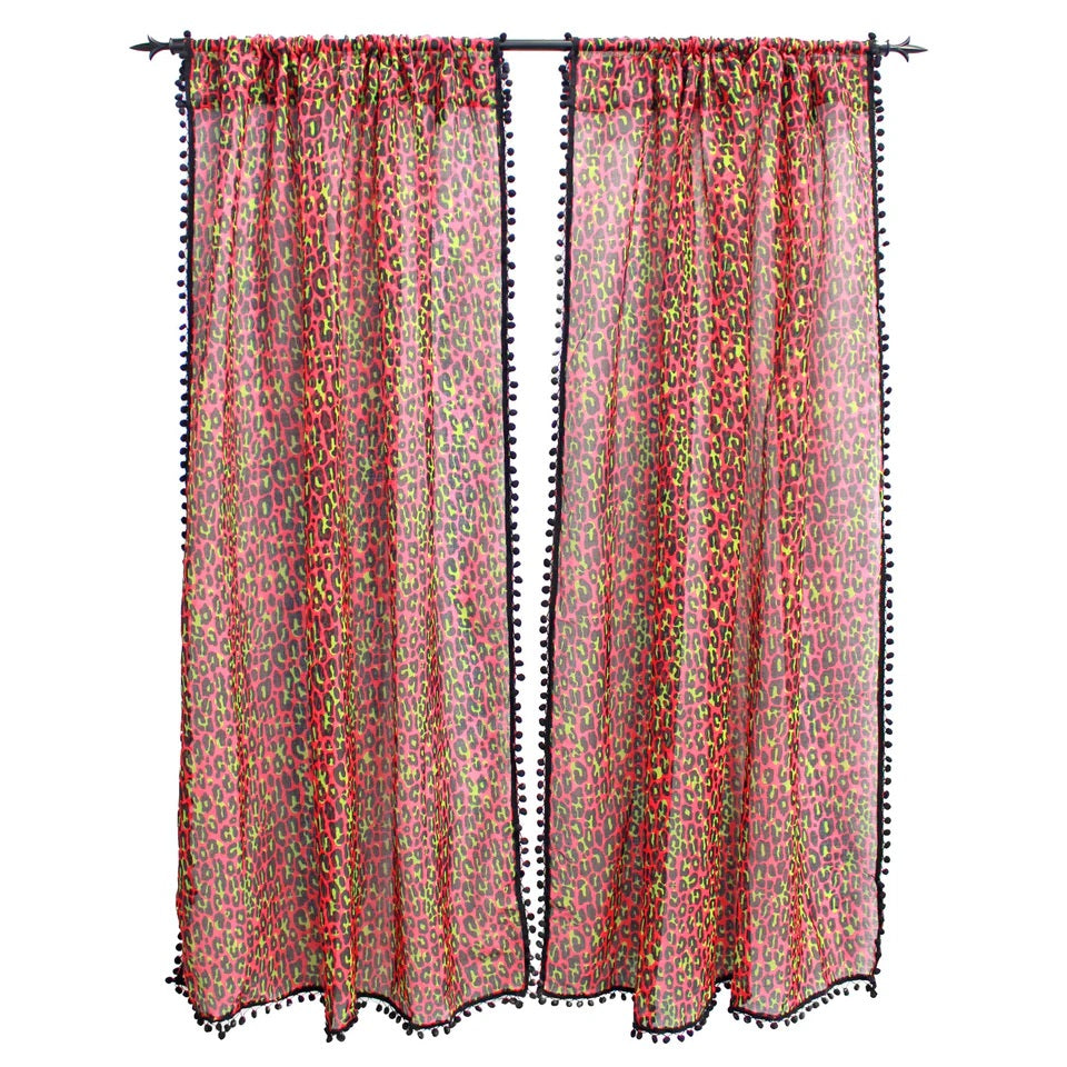 Pink Leopard Window Curtain-Window Curtains-Scarlett Dawn