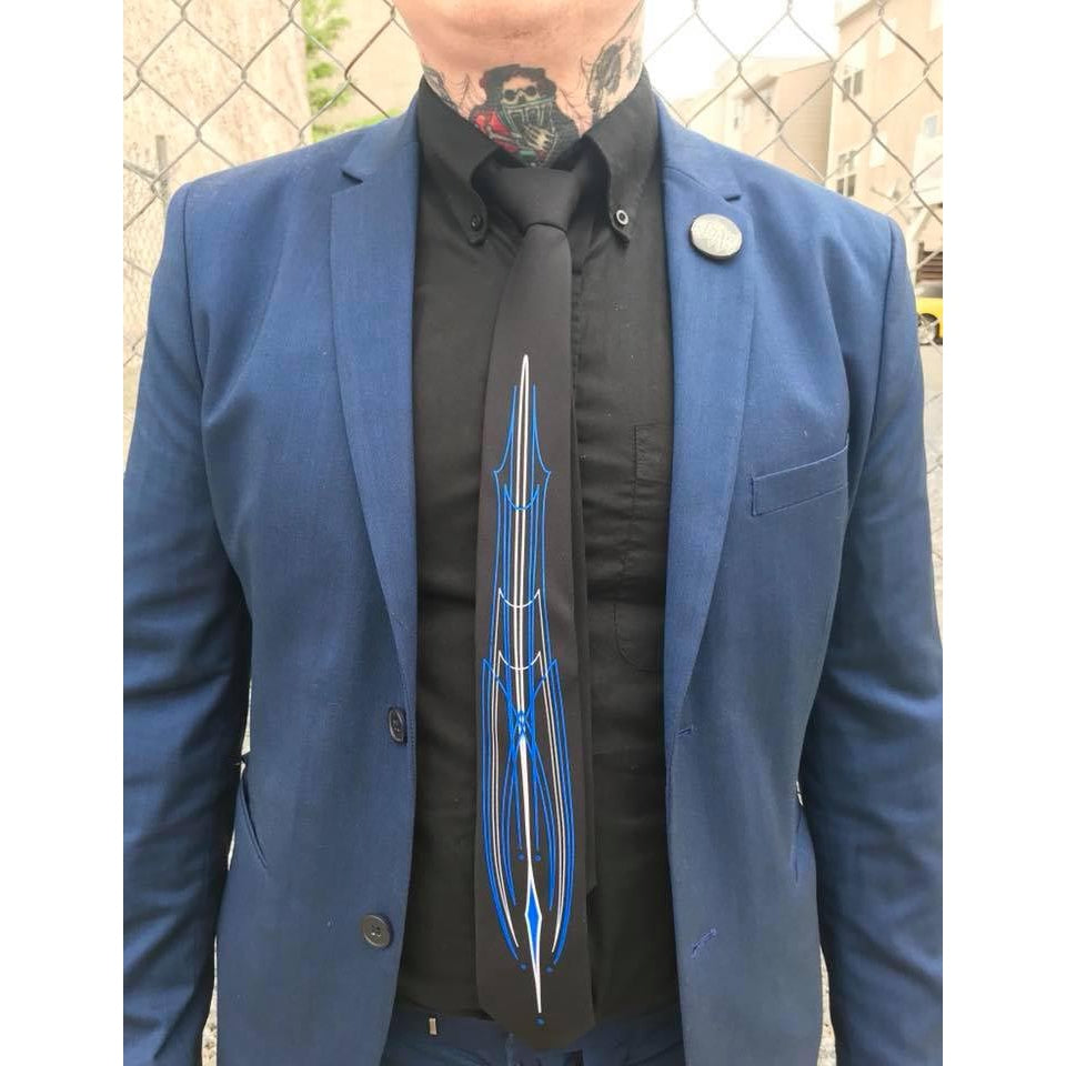 Pinstriped Blue Mens Tie-Mens Ties-Scarlett Dawn