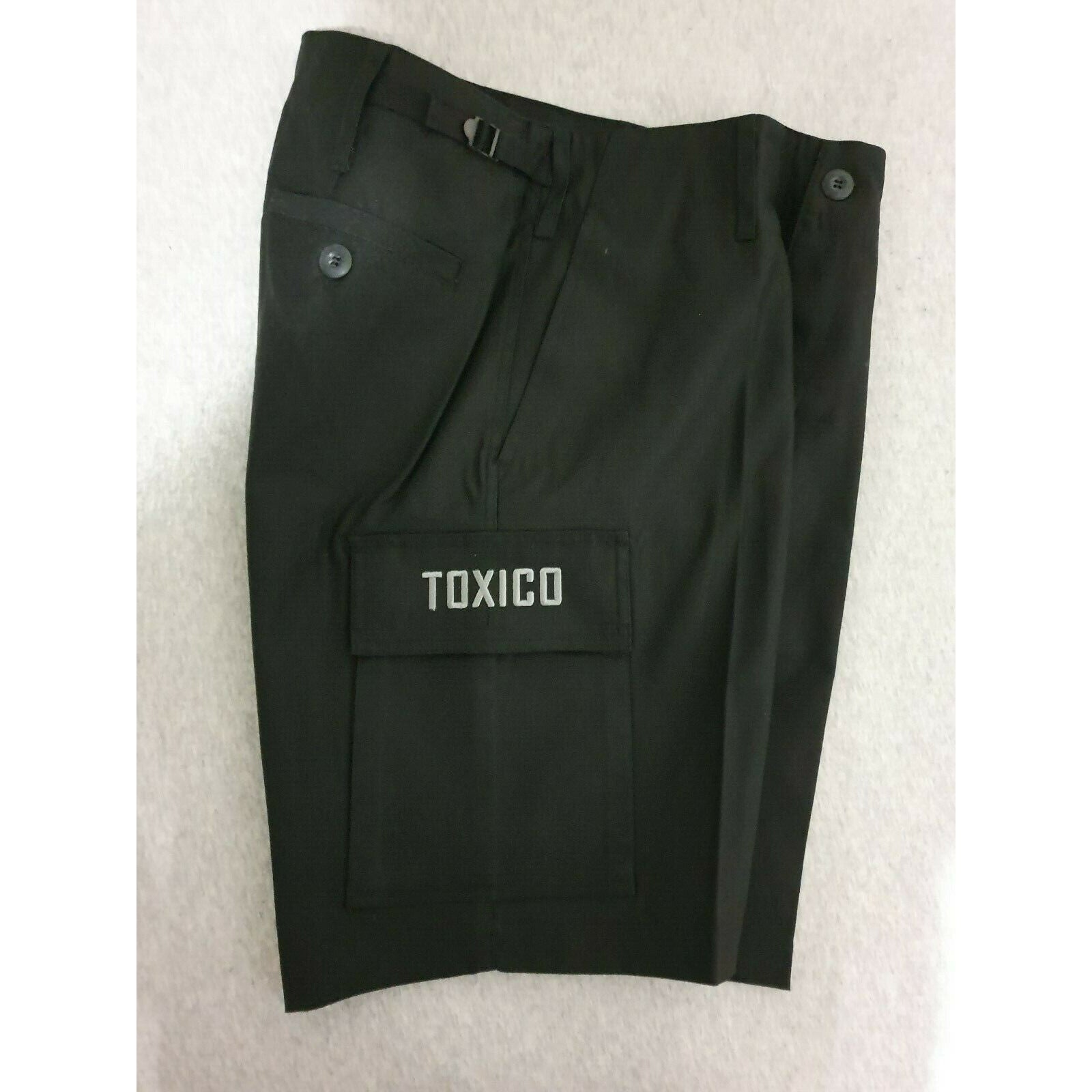 Plain Black Adjustable Cargo Shorts-Mens Shorts & Pants-Scarlett Dawn