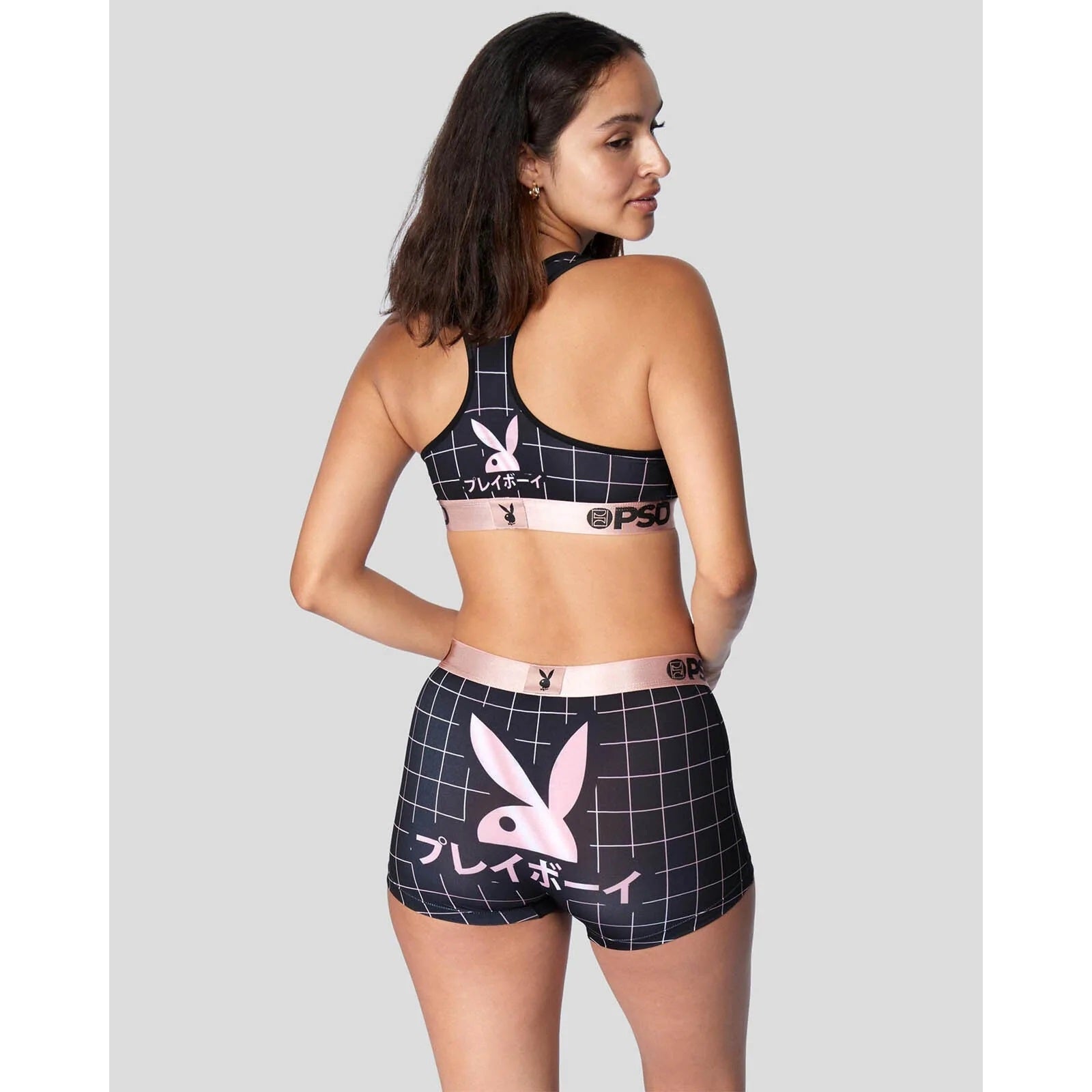 Playboy RHD Kanji Grid Boy Shorts-Womens Underwear-Scarlett Dawn