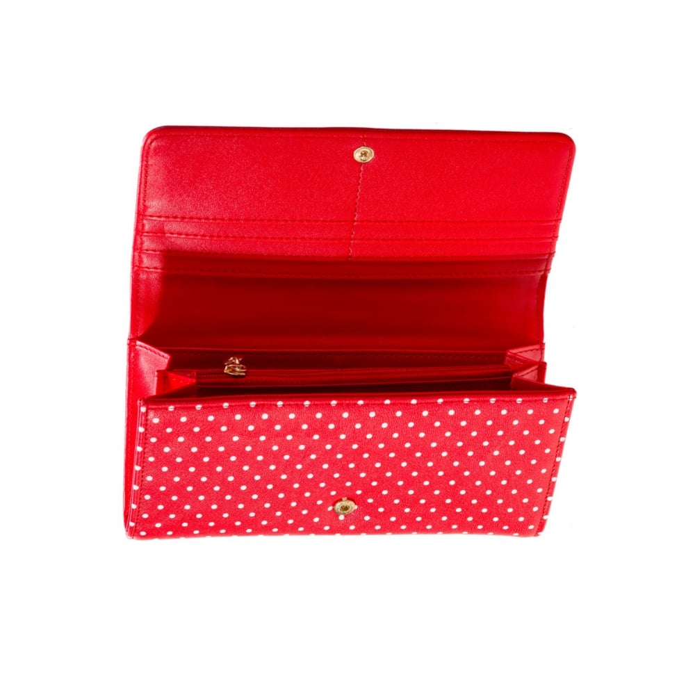 Polka Dot Swallows Red Womens Wallet-Womens Handbags, Purses &amp; Wallets-Scarlett Dawn