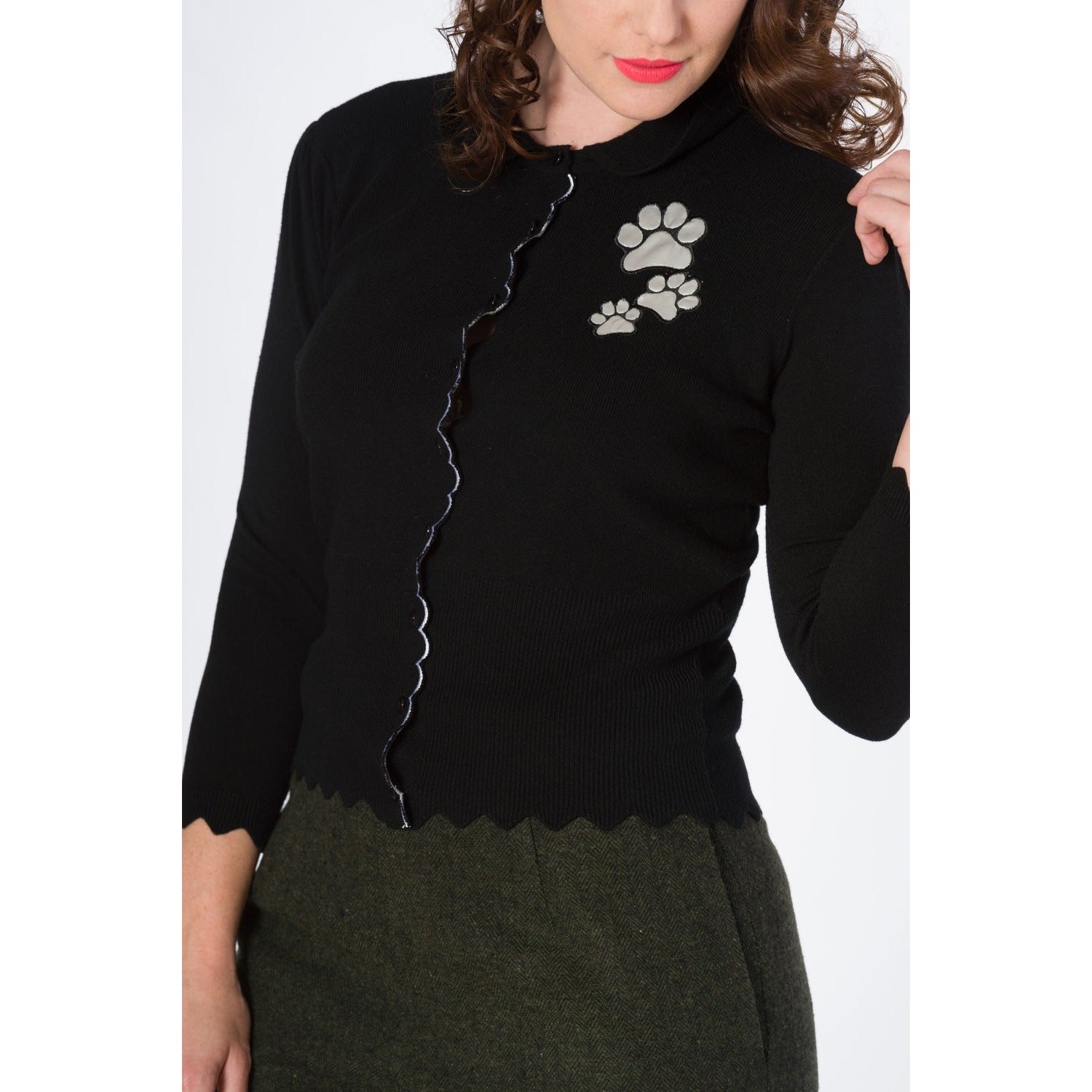 Pug Foot Print Cardigan-Womens Cardigans-Scarlett Dawn