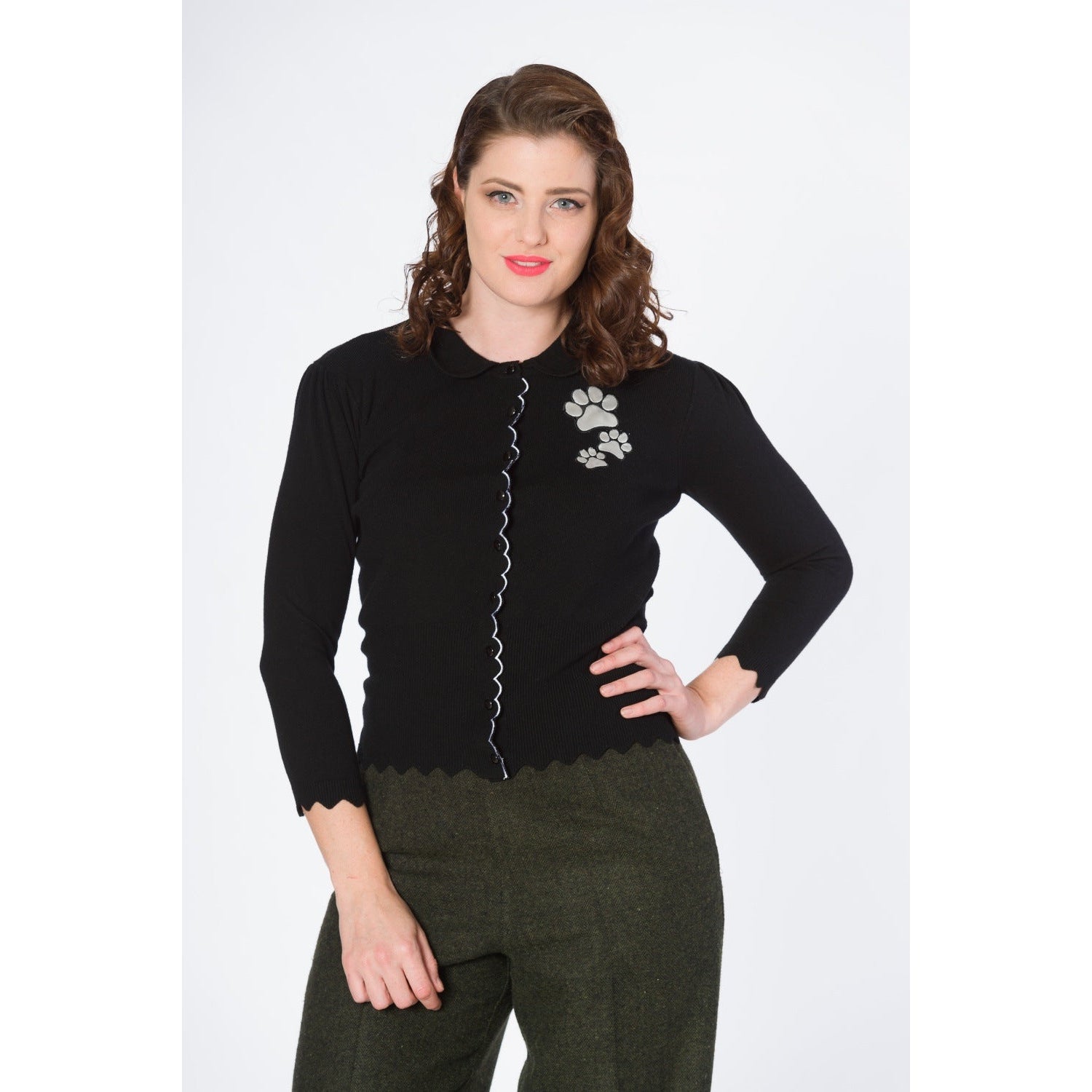 Pug Foot Print Cardigan-Womens Cardigans-Scarlett Dawn