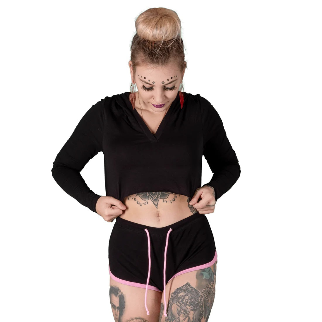 Pumpkin Face Pink Trim Dolphin Hot Shorts-Womens Shorts & Skirts-Scarlett Dawn