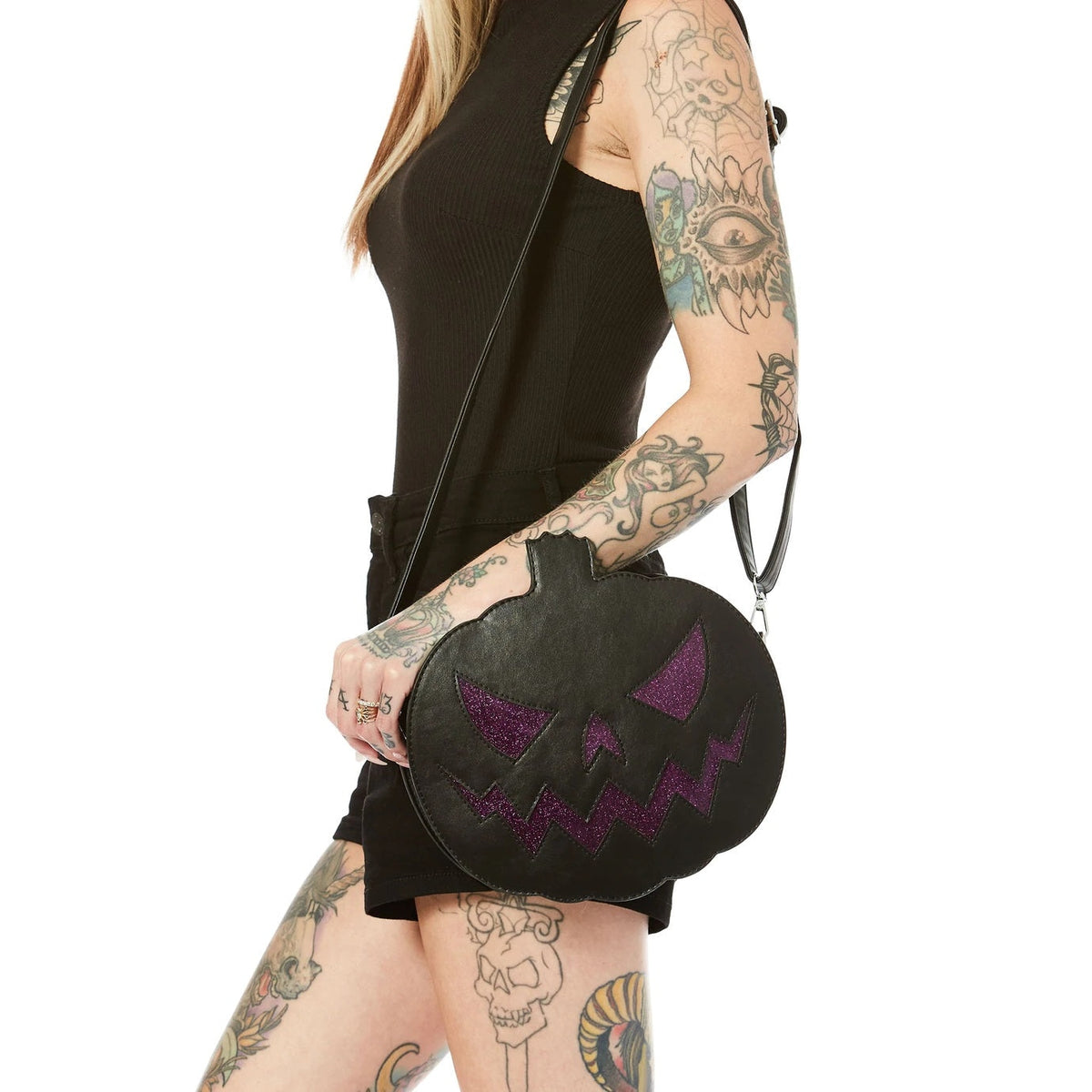 Pumpkin Sparkle Black/Purple Womens Purse-Womens Handbags, Purses &amp; Wallets-Scarlett Dawn