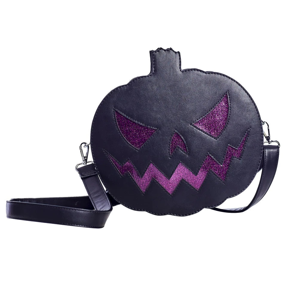 Pumpkin Sparkle Black/Purple Womens Purse-Womens Handbags, Purses &amp; Wallets-Scarlett Dawn