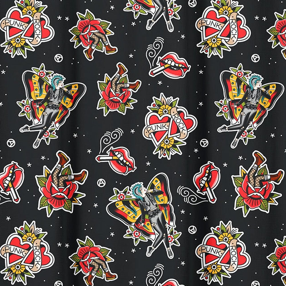 Punk Rock Girl Shower Curtain-Shower Curtains-Scarlett Dawn