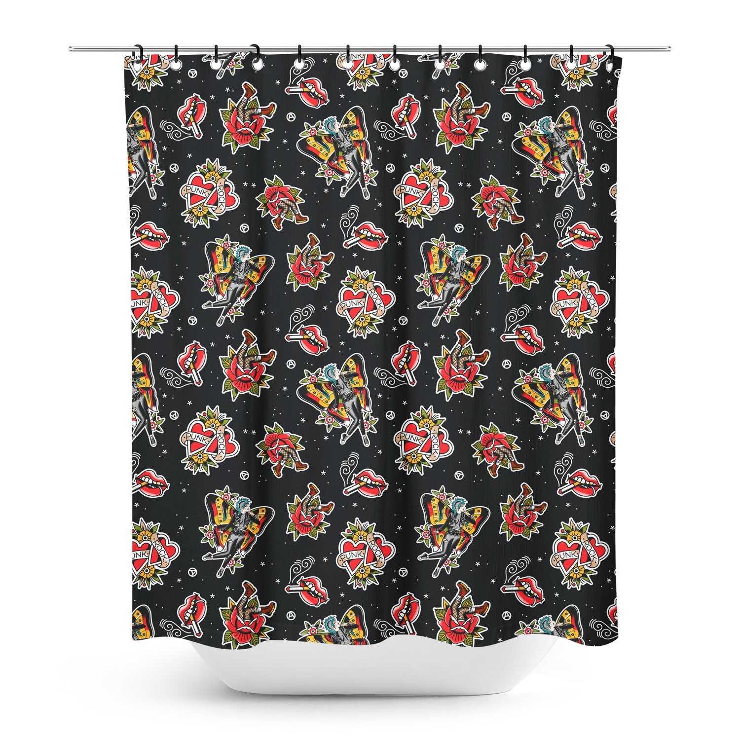 Punk Rock Girl Shower Curtain-Shower Curtains-Scarlett Dawn