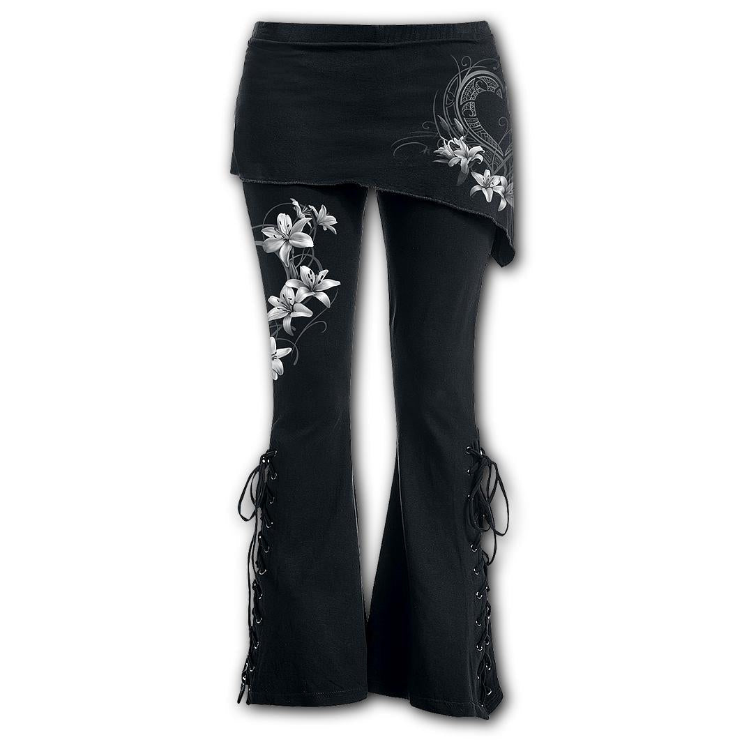 Pure Of Heart 2 in 1 Boot-Cut Leggings With Micro Slant Skirt-Womens Leggings & Pants-Scarlett Dawn