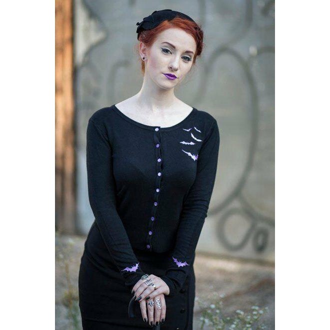 Purple Bats Cardigan-Womens Cardigans-Scarlett Dawn
