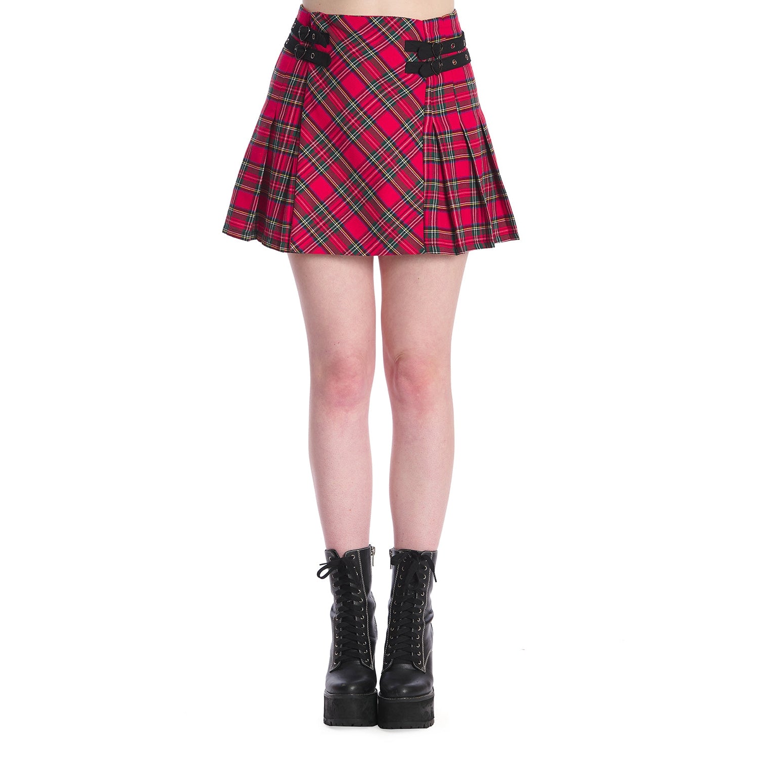 Reckless Red Tartan Womens Mini Skirt-Womens Shorts & Skirts-Scarlett Dawn
